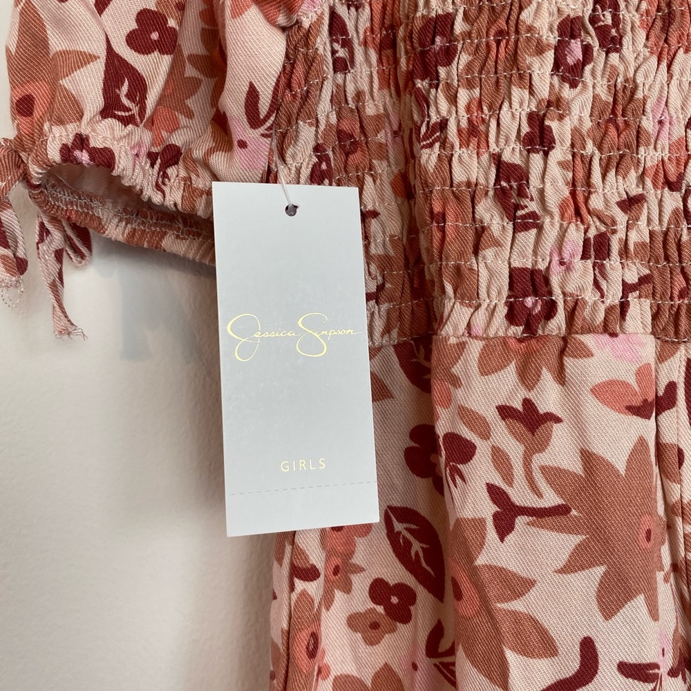 JESSICA SIMPSON Girls Pink Floral Smocked Romper NWT | Size 3T - Picture 8 of 12